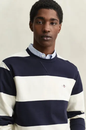 GANT C-Neck Sweatshirt evening blue gestreift Regular Fit
