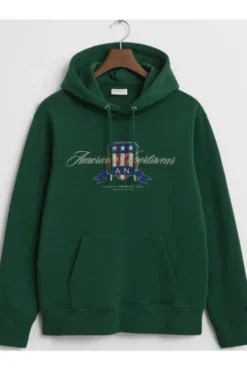 GANT Crest Graphic Hoodie forest green
