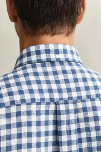 GANT Gingham Leinen Hemd vintage blue kariert Regular Fit Langarm