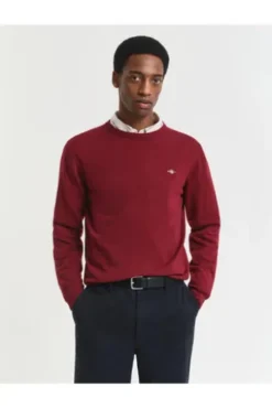GANT Lambswool Rundhals-Pullover plumped red Regular Fit