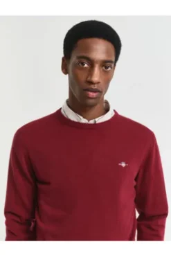 GANT Lambswool Rundhals-Pullover plumped red Regular Fit