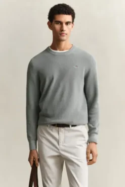 GANT Rundhals Pullover ceramic grey Regular Fit