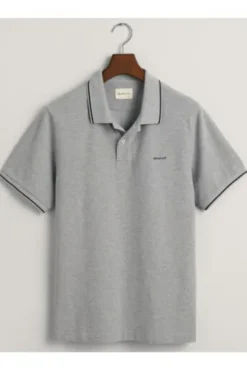 GANT Tipping SS Pique Polo-Shirt Grey Melange