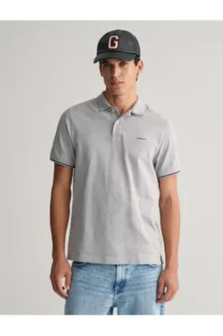 GANT Tipping SS Pique Polo-Shirt Grey Melange