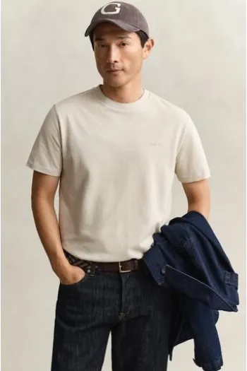 GANT Two-Toned Piquè T-Shirt oat beige Regular Fit