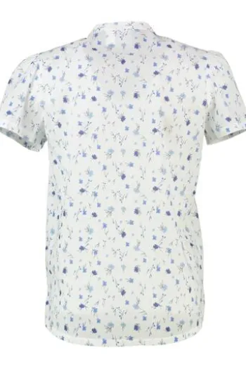 HAMMERSCHMID Bluse Ursula blau geblümt Kurzarm