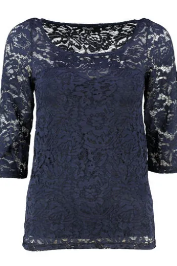 HANGOWEAR Spitzenshirt dunkelblau 3/4-Arm Fortuna