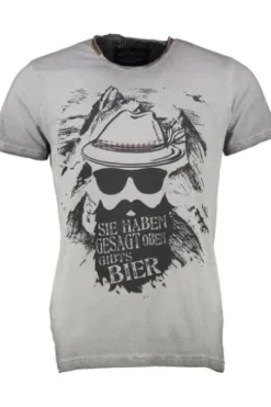 HANGOWEAR T-Shirt grau Kurzarm Bartl