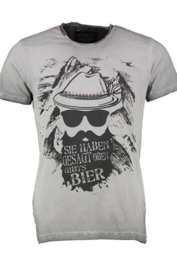 HANGOWEAR T-Shirt grau Kurzarm Bartl