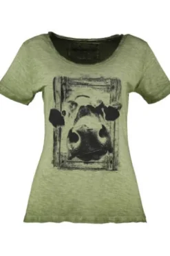 HANGOWEAR T-Shirt Queenie oliv oliv bedruckt