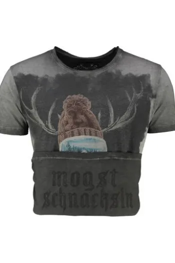 HANGOWEAR T-Shirt Ski Hirsch Grau Printmotiv