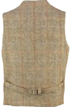 Harris Tweed Weste Wales sand herringbone kariert