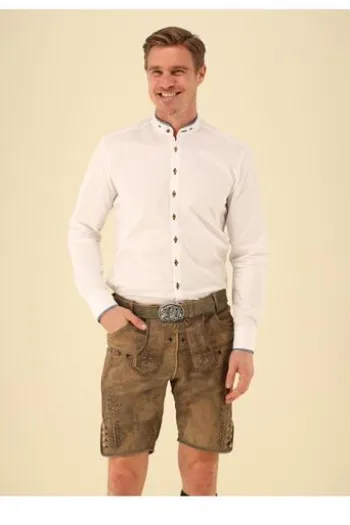 Hemd weiss/schwarz einfarbig Slim Fit Langarm