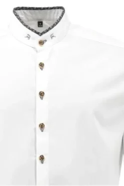 Hemd weiss/schwarz einfarbig Slim Fit Langarm