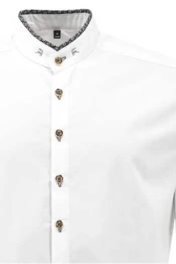 Hemd weiss/schwarz einfarbig Slim Fit Langarm