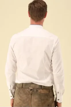 Hemd weiss/schwarz einfarbig Slim Fit Langarm