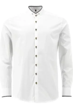 Hemd weiss/schwarz einfarbig Slim Fit Langarm