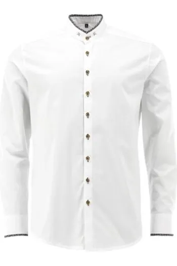 Hemd weiss/schwarz einfarbig Slim Fit Langarm
