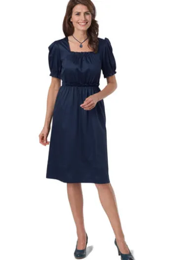 h.moser Kleid Lena marine in edler Baumwoll-Satin-Stretch Qualität