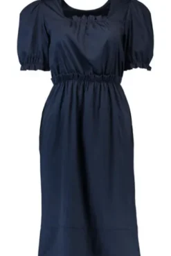 h.moser Kleid Lena marine in edler Baumwoll-Satin-Stretch Qualität