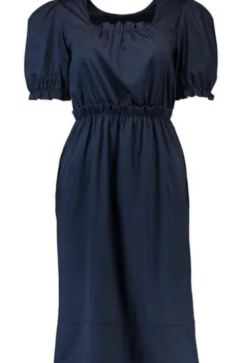 h.moser Kleid Lena marine in edler Baumwoll-Satin-Stretch Qualität