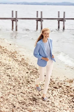 JUST WHITE Jersey-Blazer hellblau weiche Stretch-Qualität