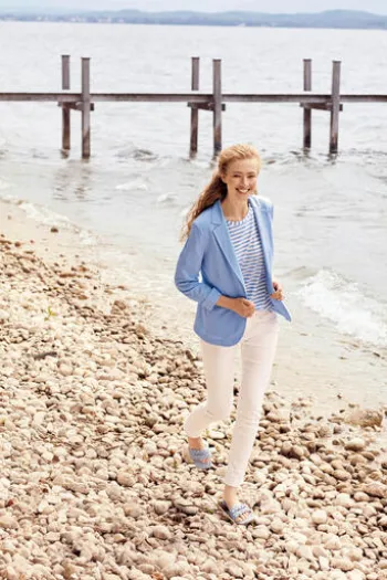 JUST WHITE Jersey-Blazer hellblau weiche Stretch-Qualität