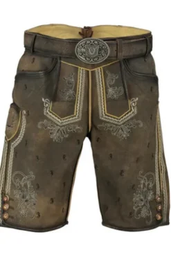 KRÜGER BUAM Lederhose braun Seepferdchen