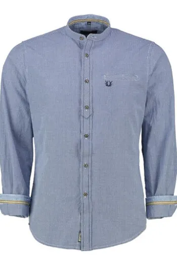 KRÜGER BUAM Trachtenhemd blau Slim Fit