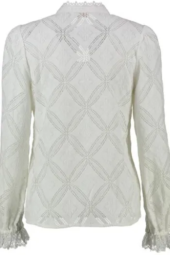 KRÜGER COLLECTION Bluse natur Langarm in edler Ajour-Optik