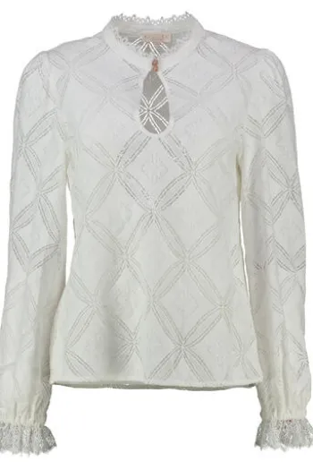 KRÜGER COLLECTION Bluse natur Langarm in edler Ajour-Optik