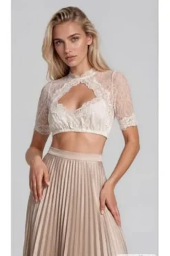 KRÜGER COLLECTION Dirndlbluse ecru Kurzarm Pippa