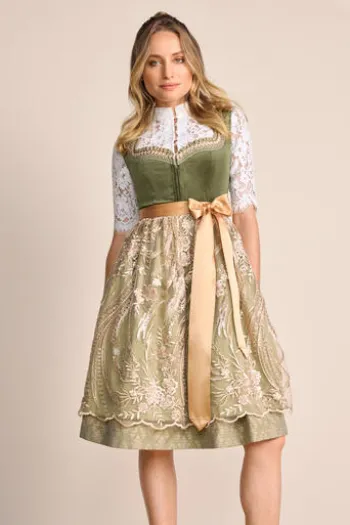 KRÜGER COLLECTION Mini Dirndl grün Ornamentmuster Vesa