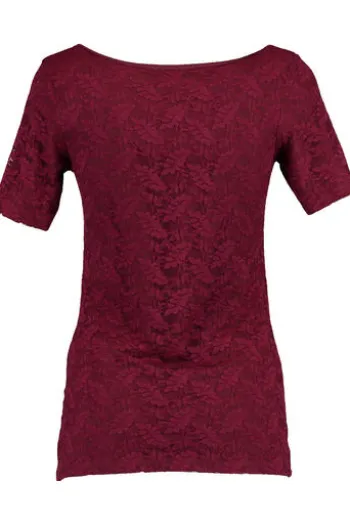 Krüger Dirndl Trachten-T-Shirt Servus & Grias Di weinrot