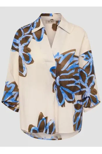 LECOMTE Bluse macadamia geblümt