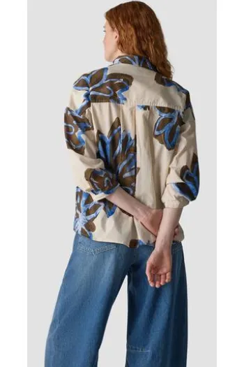 LECOMTE Bluse macadamia geblümt