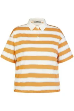 LECOMTE Polo-Shirt orange gestreift
