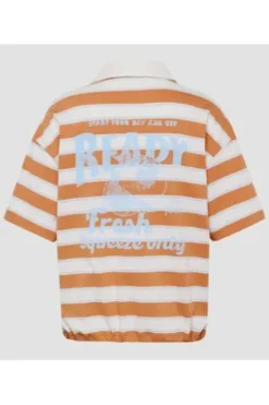 LECOMTE Polo-Shirt orange gestreift