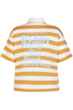 LECOMTE Polo-Shirt orange gestreift