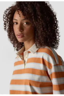 LECOMTE Polo-Shirt orange gestreift