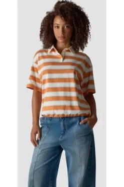 LECOMTE Polo-Shirt orange gestreift