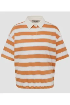LECOMTE Polo-Shirt orange gestreift