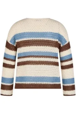 LECOMTE Pullover macadamia gestreift