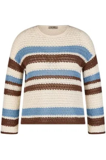LECOMTE Pullover macadamia gestreift