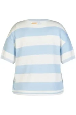 LECOMTE Pullover puderblau gestreift Kurzarm