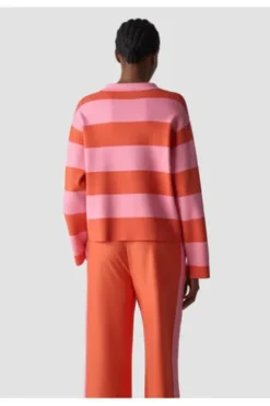 LECOMTE Pullover rosa gestreift