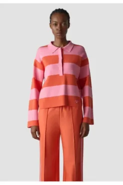 LECOMTE Pullover rosa gestreift