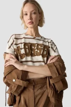 LECOMTE Shirt nougat gestreift