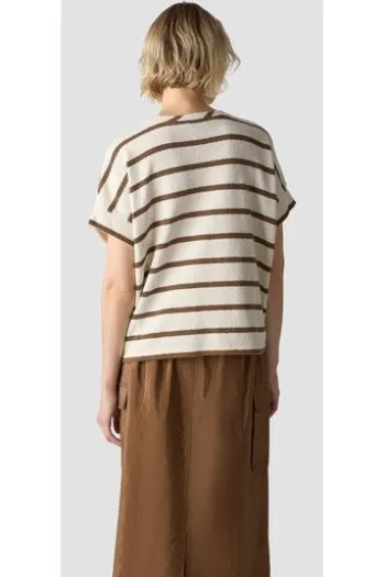 LECOMTE Shirt nougat gestreift