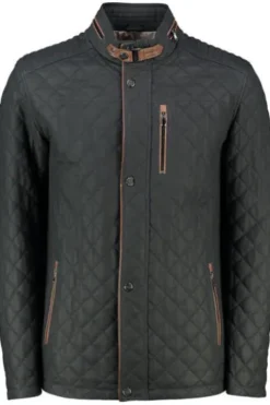Leder Steppjacke navy